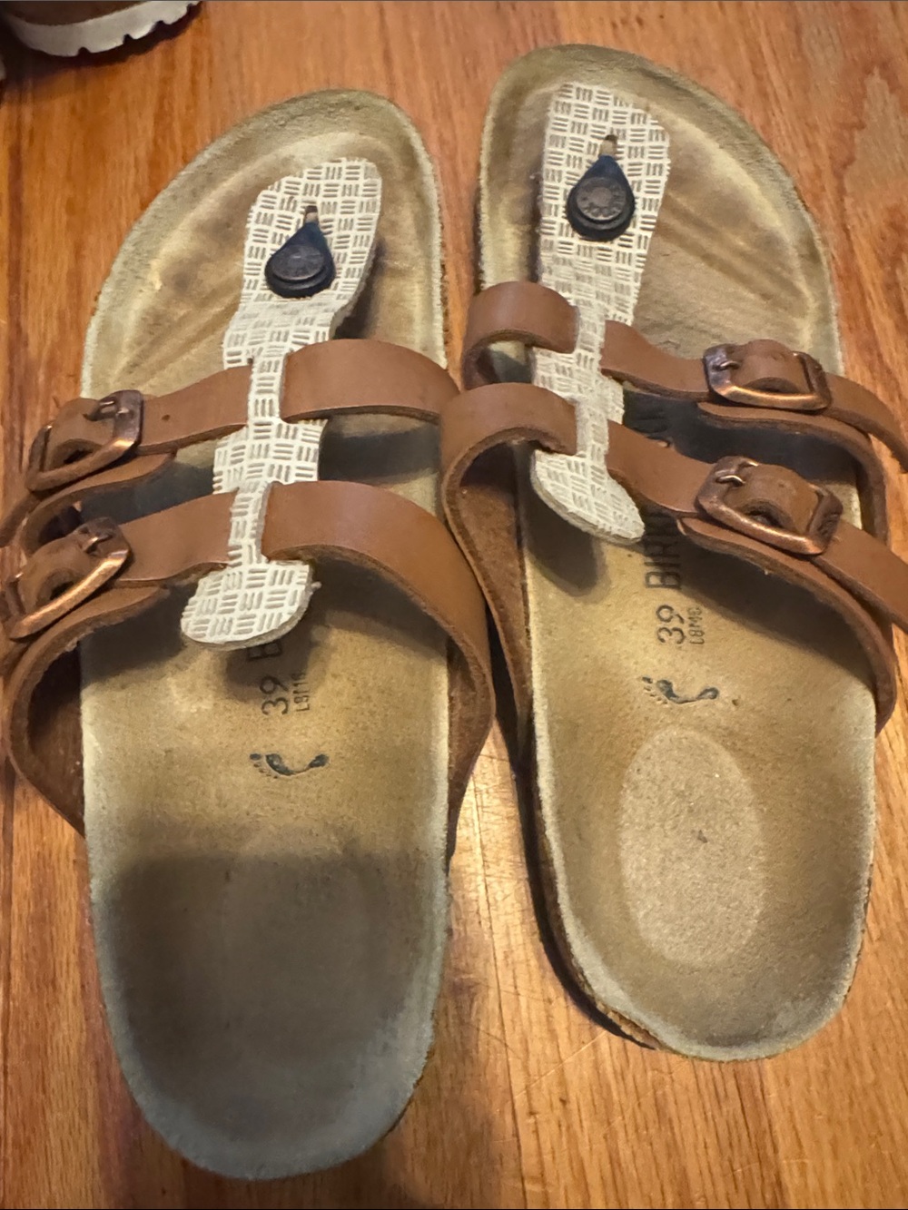 Birkenstock Brown Triple-Strap Toe-Post Sandals